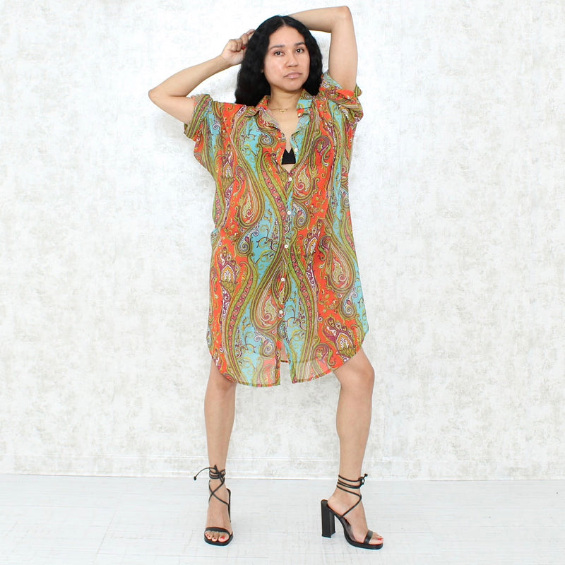 1980s Oversized Chiffon Shirt