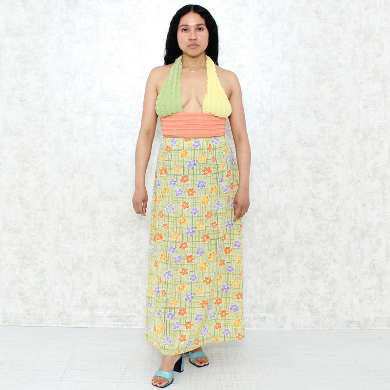 1980s Floral Maxi Skirt