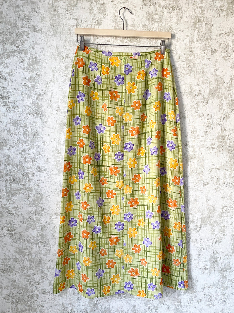 1980s Floral Maxi Skirt