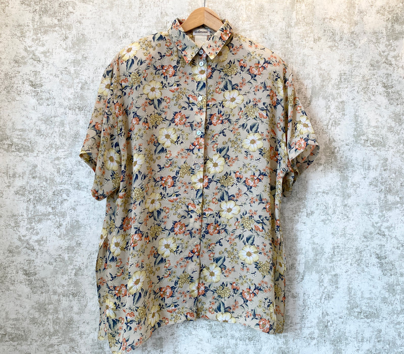 1980s Chiffon Floral Skirt-Set