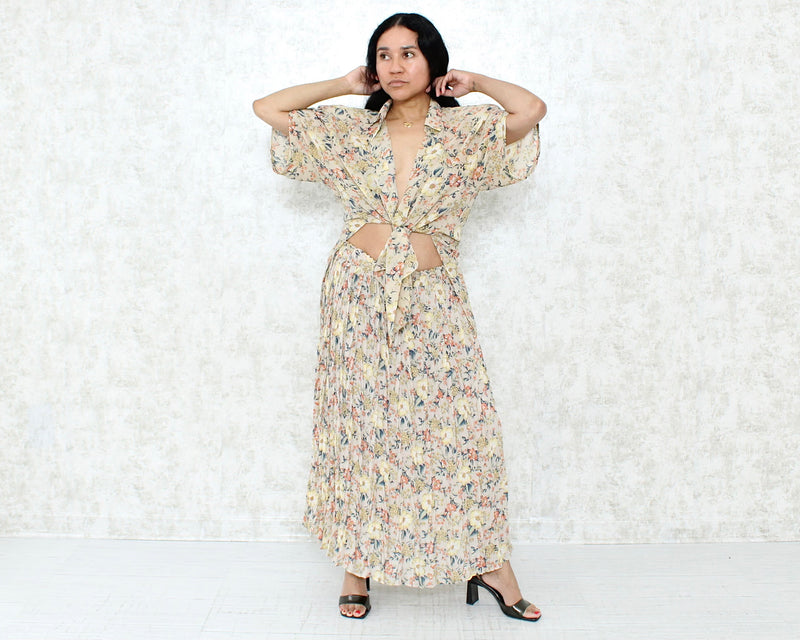 1980s Chiffon Floral Skirt-Set