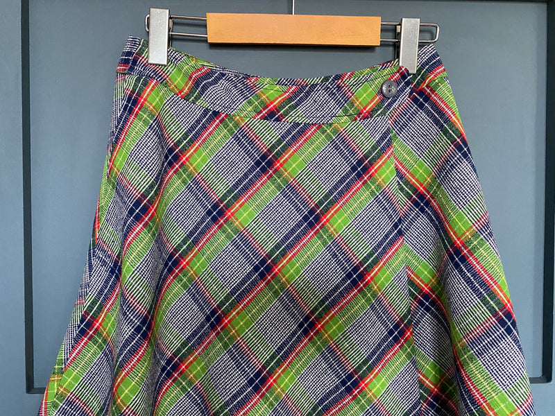 1970s Plaid Wrap Skirt
