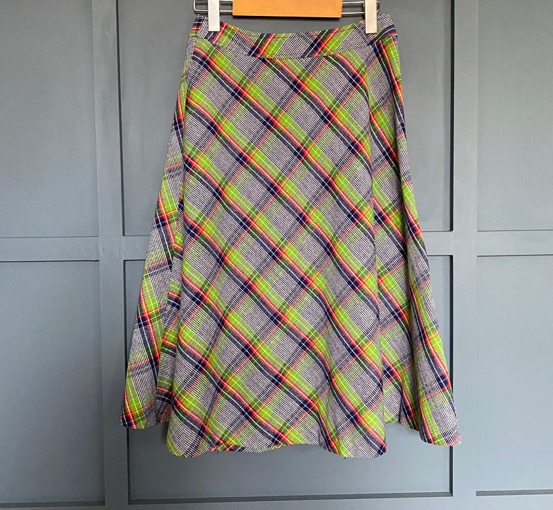 1970s Plaid Wrap Skirt