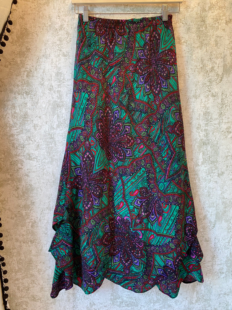 1970s Paisley Print Hankerchief Skirt