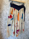 1980s Silk Abstract Print Midi Skirt