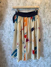 1980s Silk Abstract Print Midi Skirt