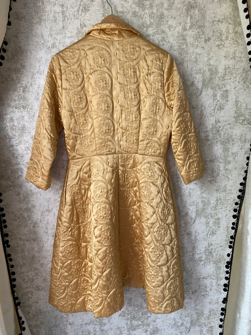 1950s Gold Quilted House Dress