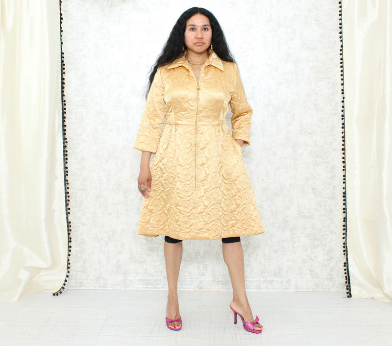 1950s Gold Quilted House Dress