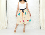 1980s Silk Abstract Print Midi Skirt
