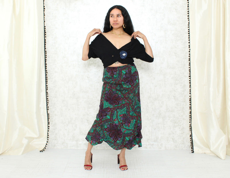 1970s Paisley Print Hankerchief Skirt