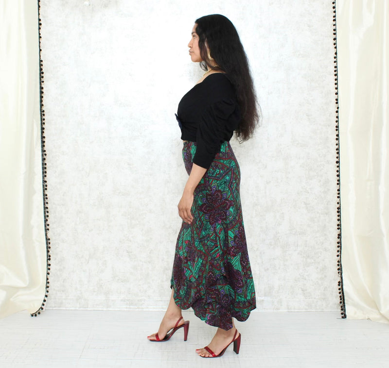 1970s Paisley Print Hankerchief Skirt