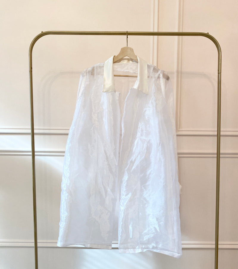 1980s White Organza Overshirt