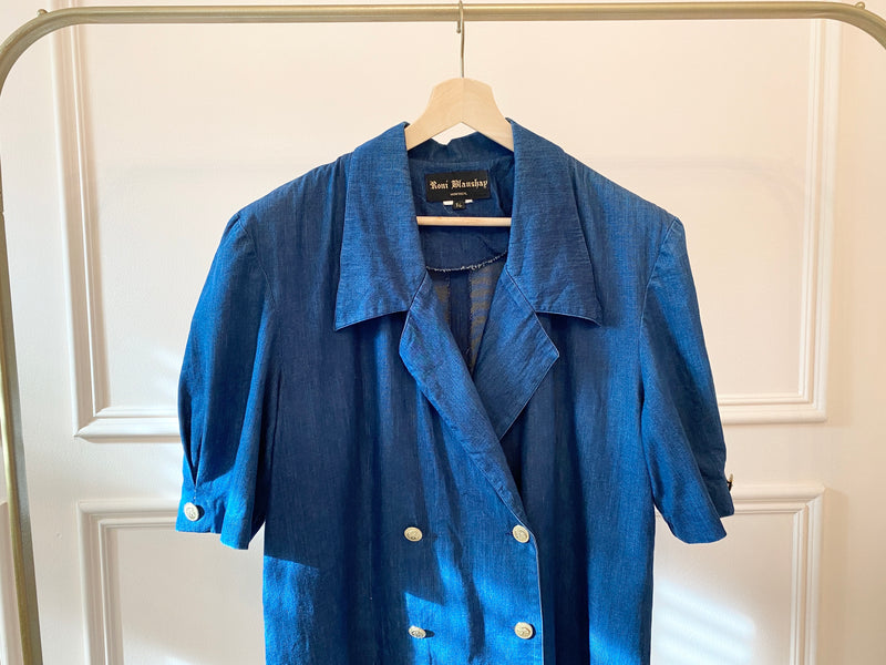 1980s Pleated Denim Midi Dress