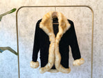 1960s Velvet Faux Fur Trim Jacket