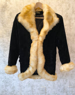 1960s Velvet Faux Fur Trim Jacket
