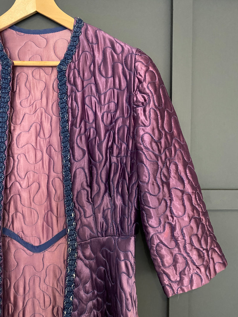 1950s Purple Quilted Duster
