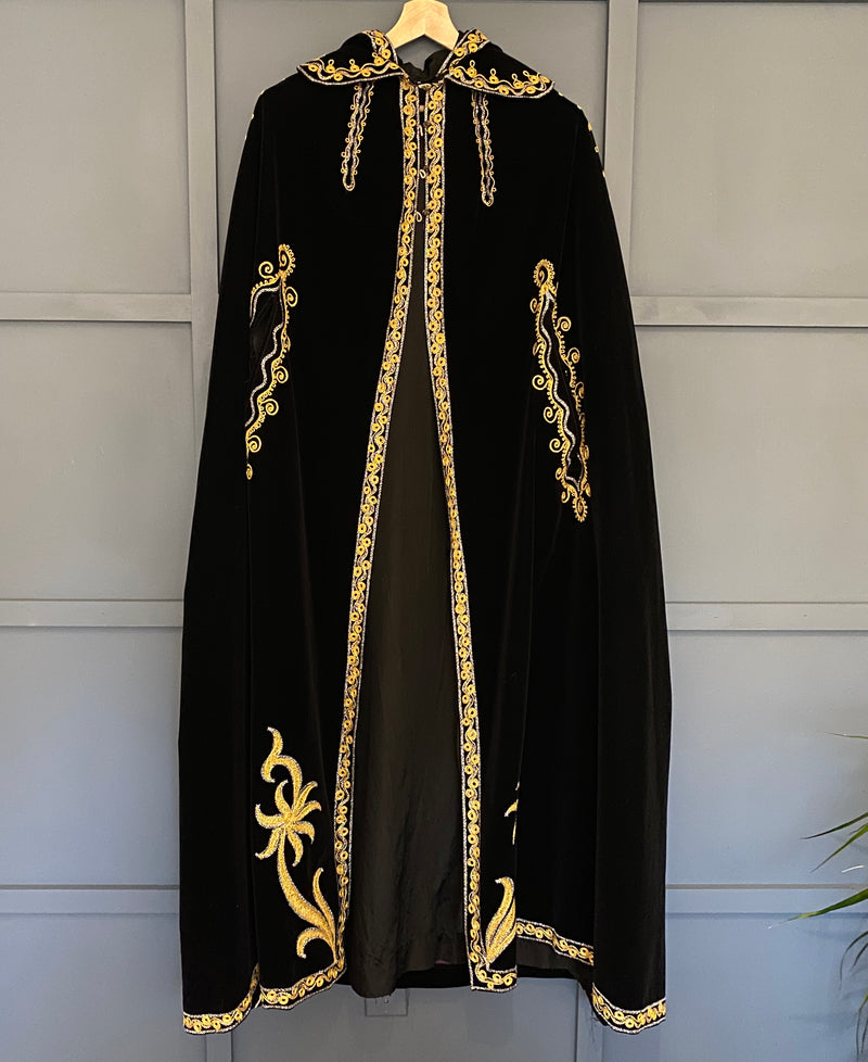 ON LAYAWAY*1960s Black Velvet Hooded Cape