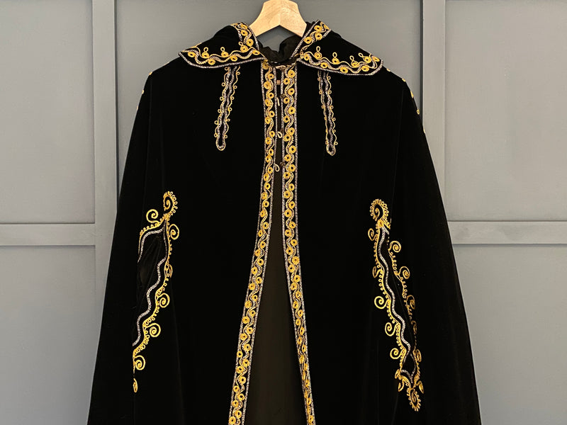 ON LAYAWAY*1960s Black Velvet Hooded Cape