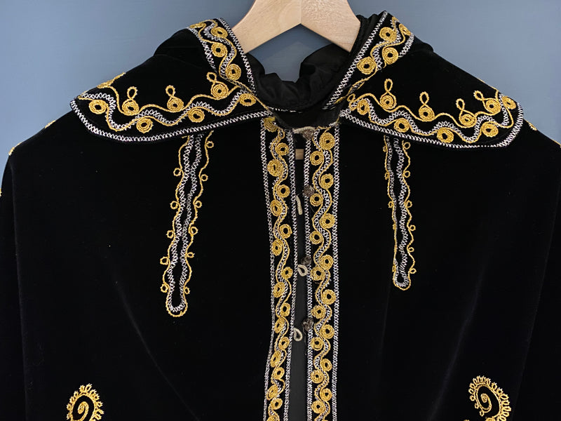 ON LAYAWAY*1960s Black Velvet Hooded Cape