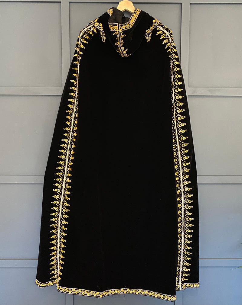 ON LAYAWAY*1960s Black Velvet Hooded Cape