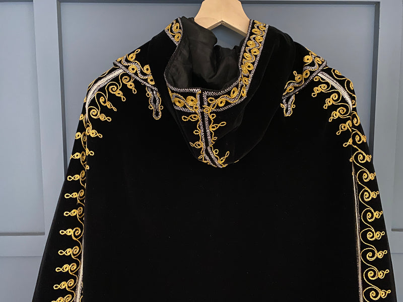 ON LAYAWAY*1960s Black Velvet Hooded Cape