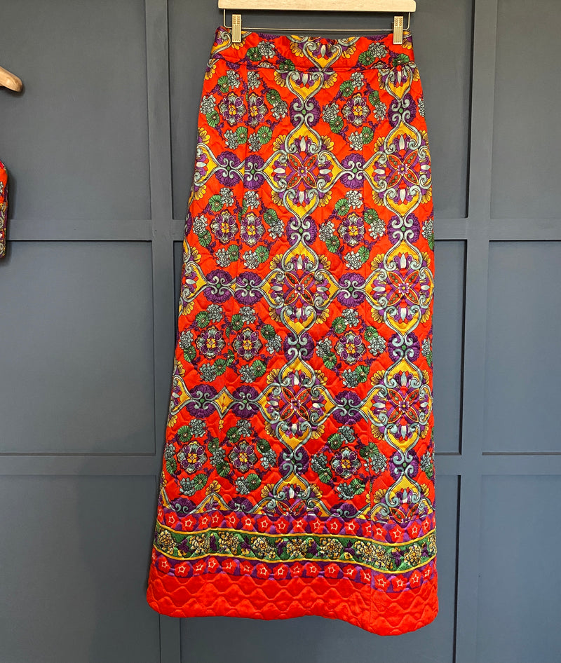 1960s Funky Quilted Skirt Set