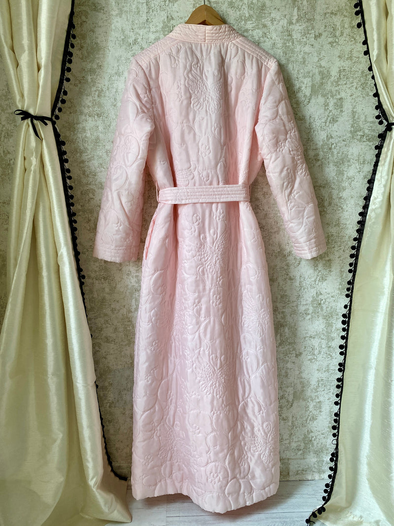 1970s Baby Pink Quilted Duster