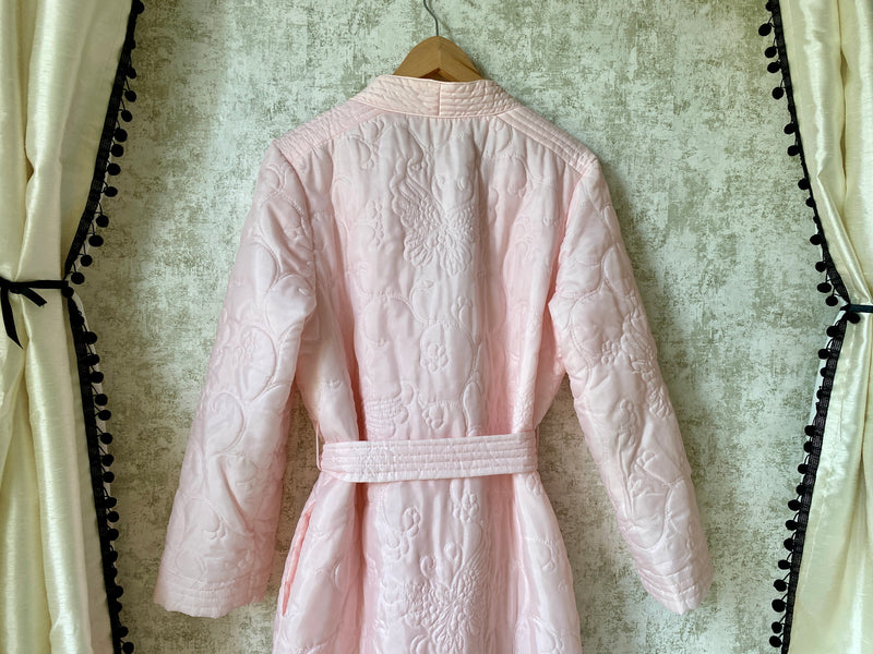 1970s Baby Pink Quilted Duster
