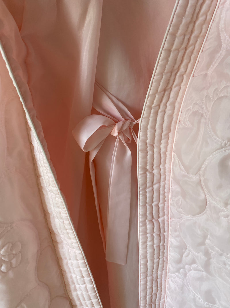 1970s Baby Pink Quilted Duster
