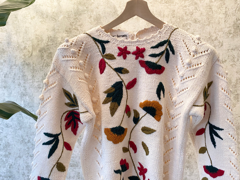 1980s Leaf Knit Cotton Sweater