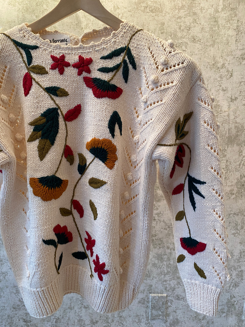 1980s Leaf Knit Cotton Sweater