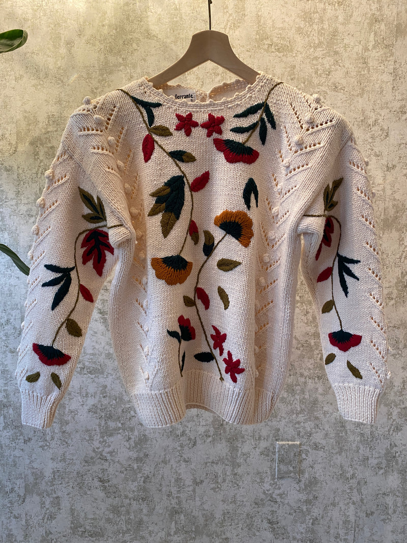 1980s Leaf Knit Cotton Sweater