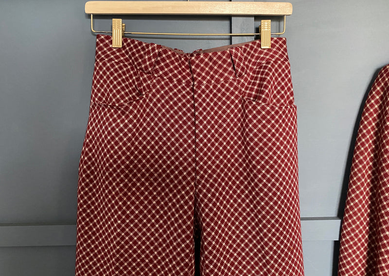1970s Checkered Wool Pant Suit