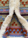 Stunning 1980s Aztec Cardigan w Shaggy Trim