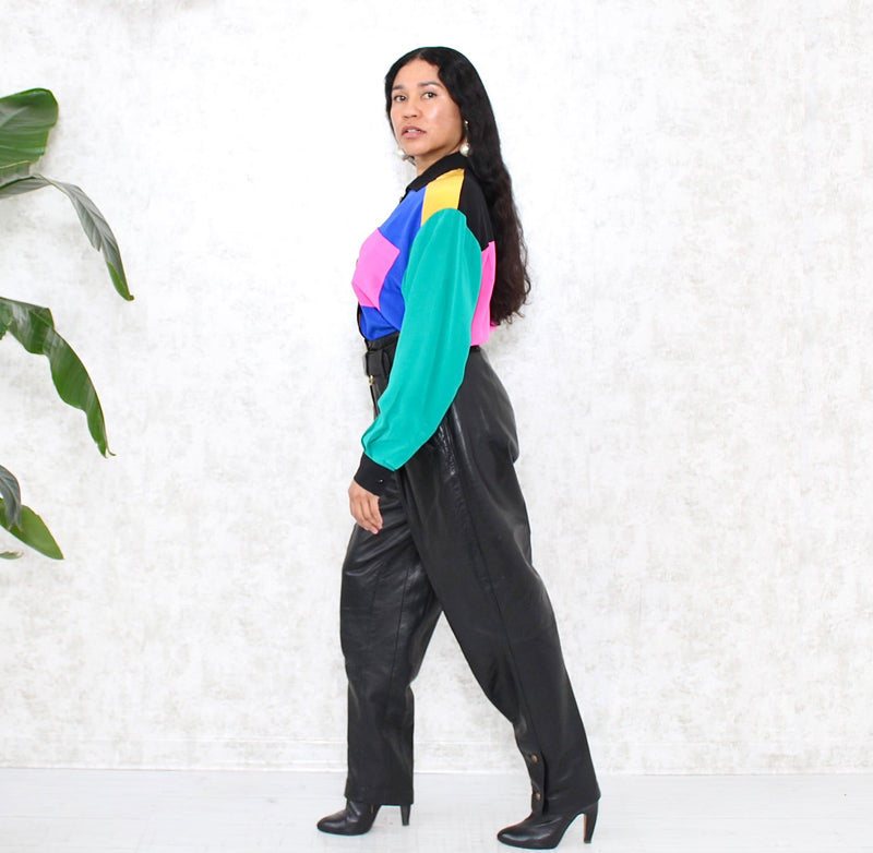 ON HOLD...1980s High Waisted Leather Trousers