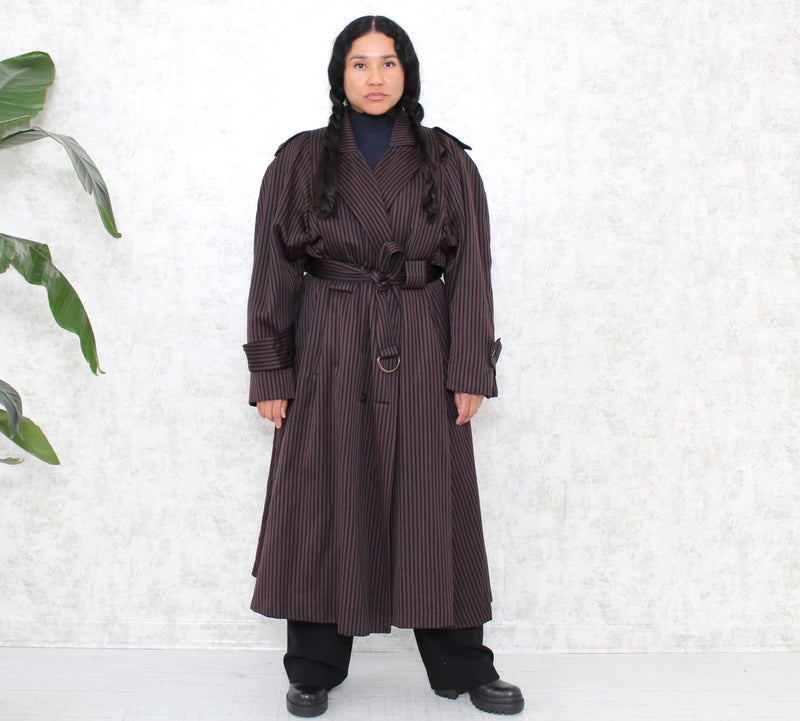 1980s Striped Wool Trench