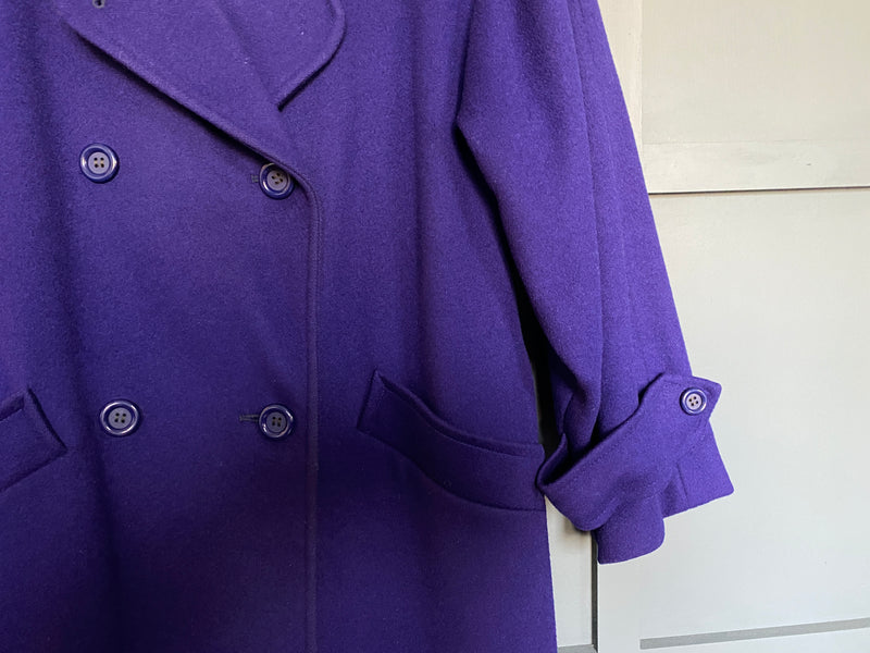1980s Purple Long Wool Coat