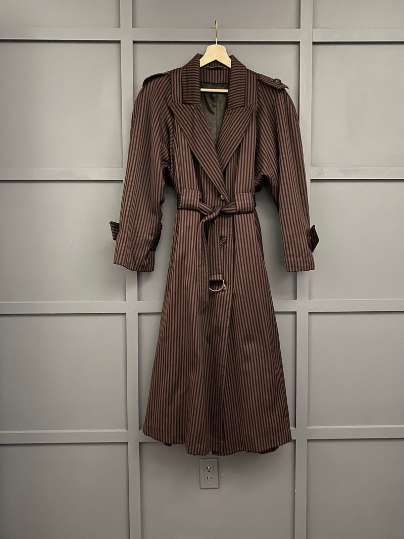 1980s Striped Wool Trench
