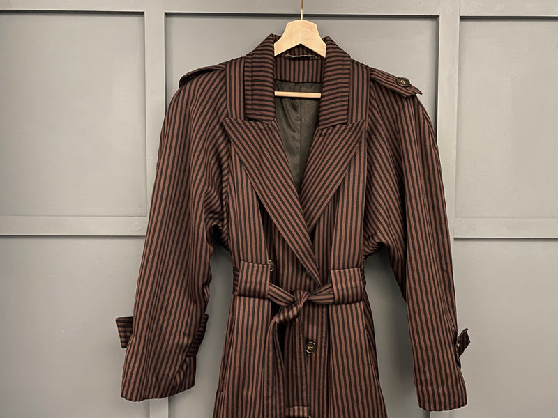1980s Striped Wool Trench