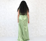 1980s Lime Green Satin Gown