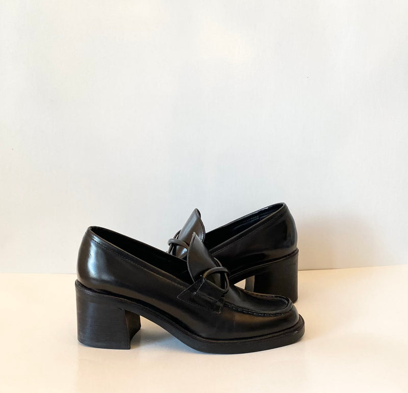 Vintage Chunky Heel Loafers