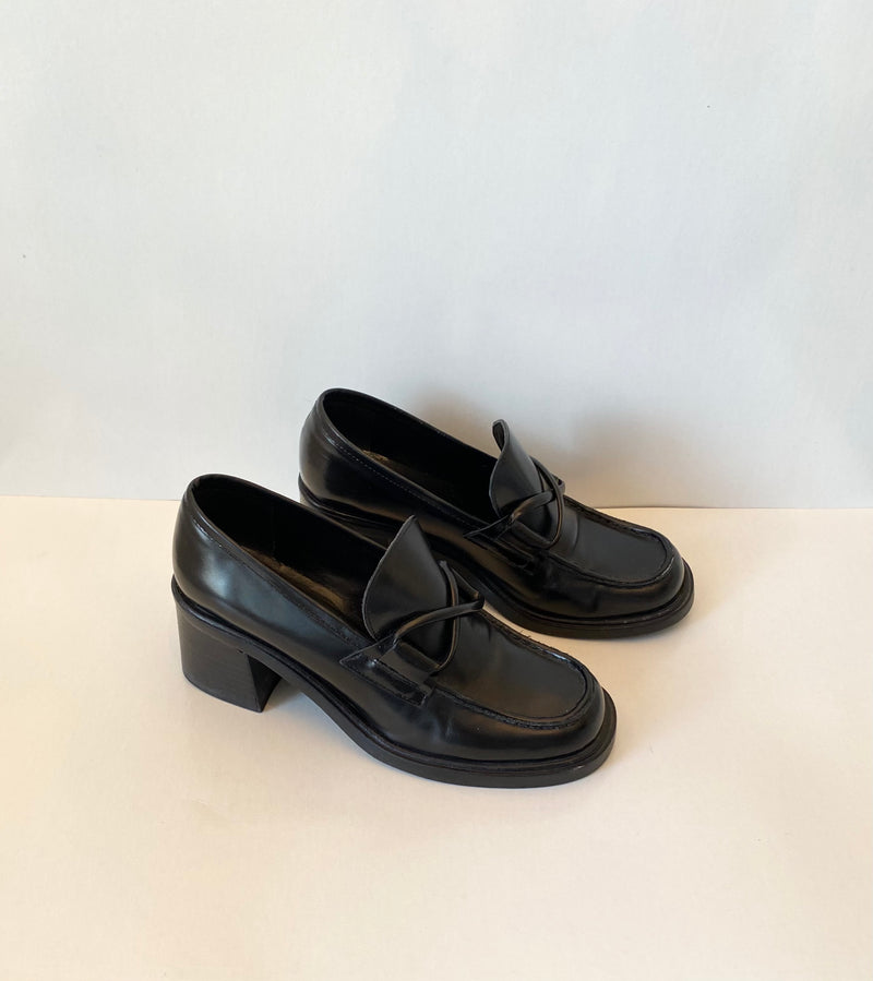 Vintage Chunky Heel Loafers
