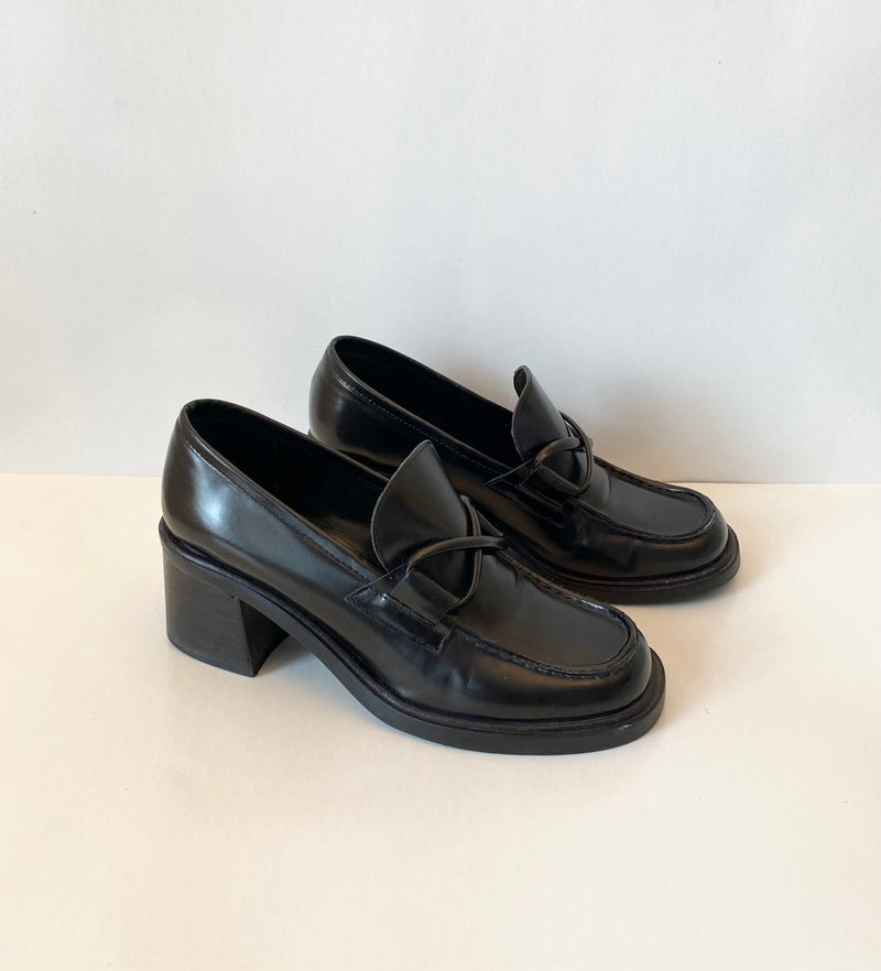 Vintage Chunky Heel Loafers