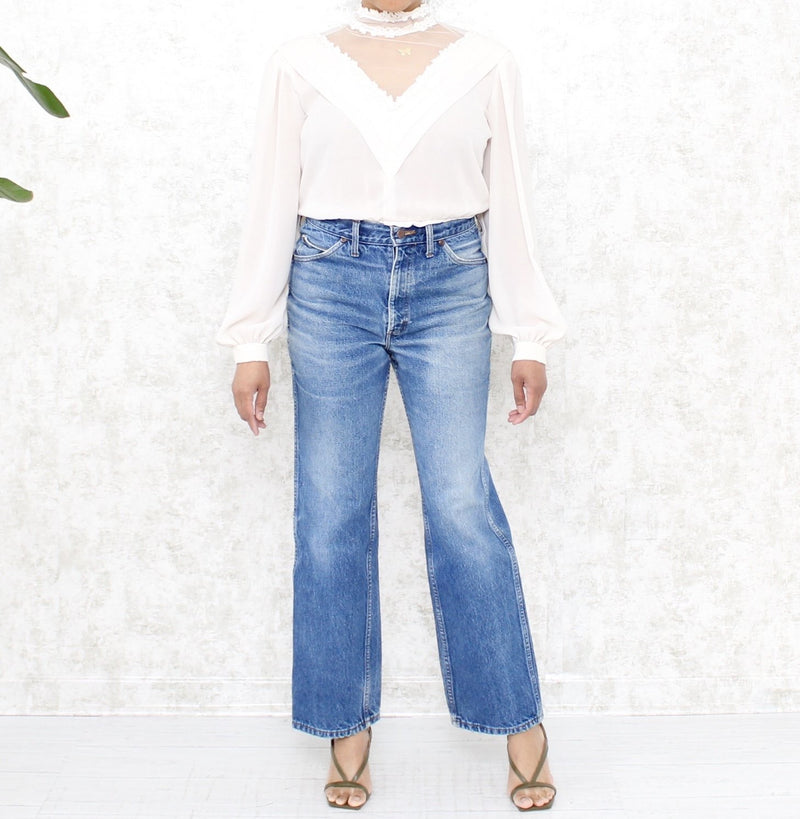 1980s Victorian Style Chiffon Blouse