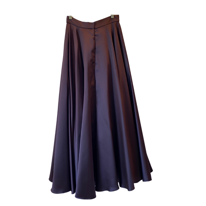 1980s Brown Satin Maxi Skirt