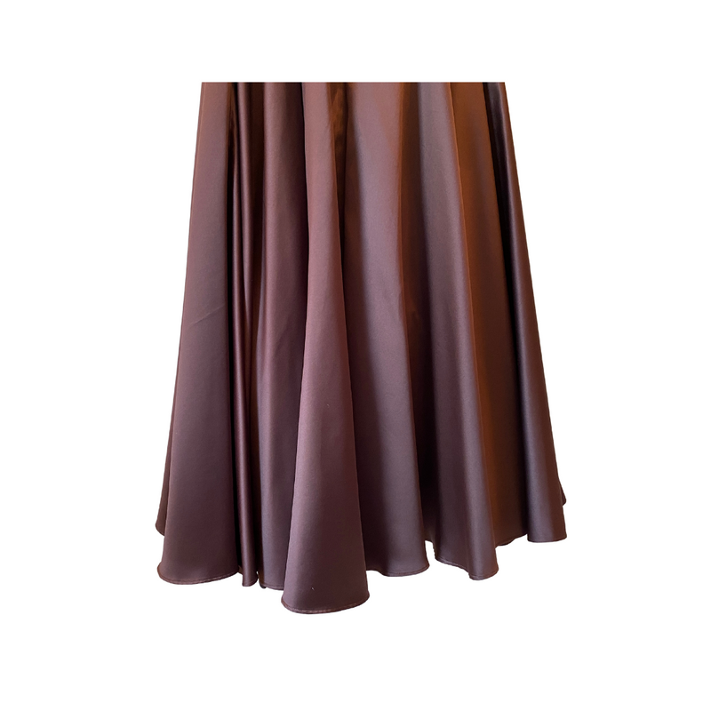 1980s Brown Satin Maxi Skirt
