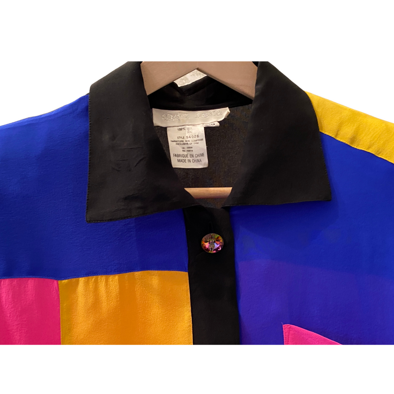 1990s Silk Colour Block Shirt