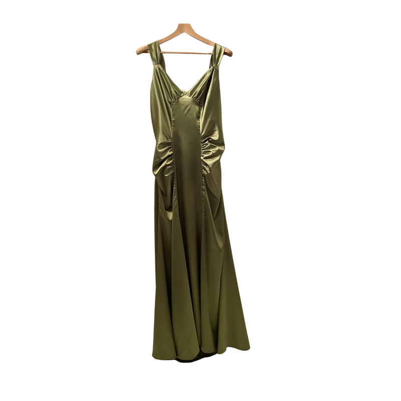 1980s Lime Green Satin Gown