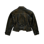 1980s Gold Stud Leather Jacket with Buckle