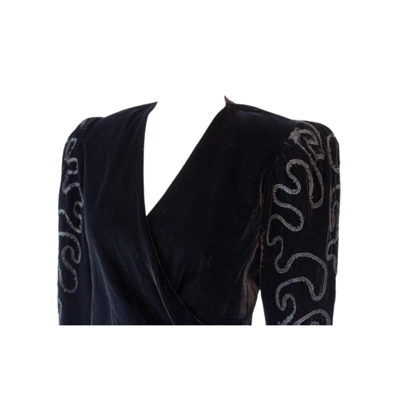 1980s Puff-Shoulder Velvet Blazer